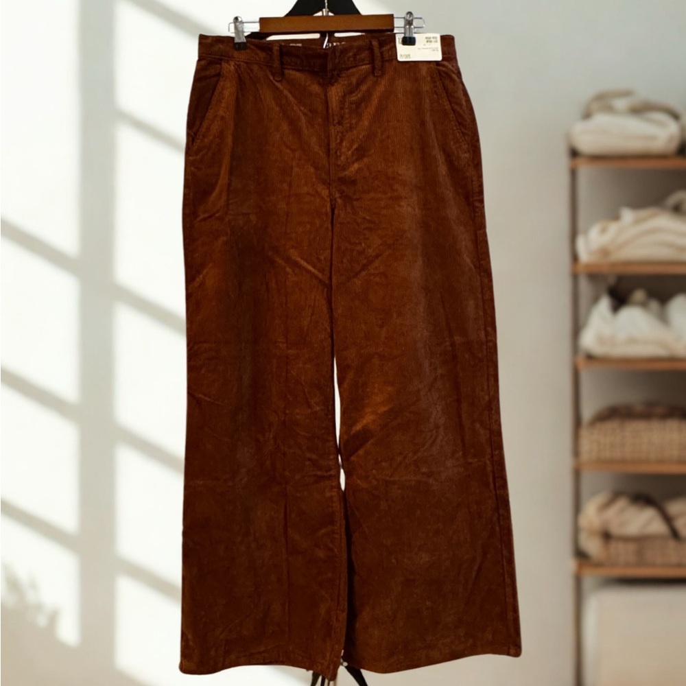 a.n.a women’s wide leg high rise Corduroy Pants - Rich Brown